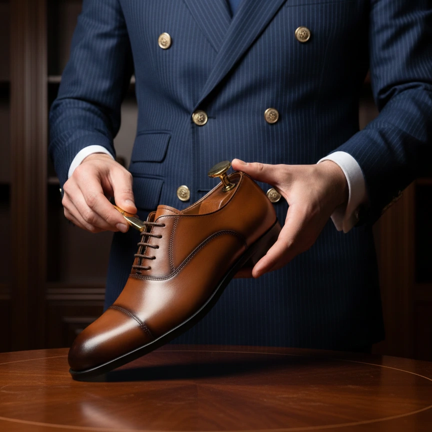 Soulier OrzaLux Orhan 12 en cuir cannelle pour homme - Style Business