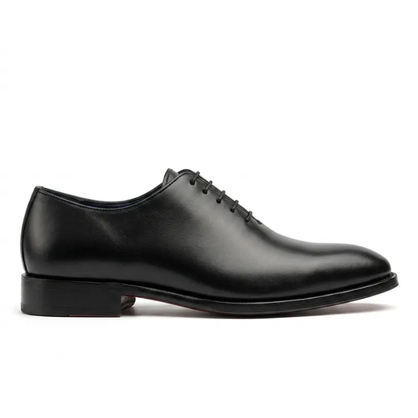 LYON: Richelieu Wholecut en cuir Noir